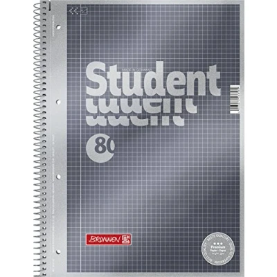 Image of Brunnen Premium Student College Notepad Stationery 80 Sheets Line Style 22 Squared 90 g/m2 Paper Pack of 5