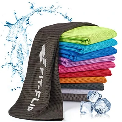 Image of Fit Flip Cooling towel cool down microfibre ice for sport and sweat stay Airflip neck cold yoga fitness (black, 100x30cm)