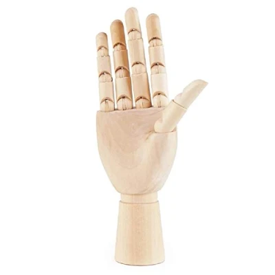 Image of Wooden Hand Left 20cm Model Wood Hands Posable Moveable Fingers Jointed Articulated Artist Mannequin Flexible Manikin Sculpture Modelling Drawing Jewellery Display (Left 20cm/8 Inch)