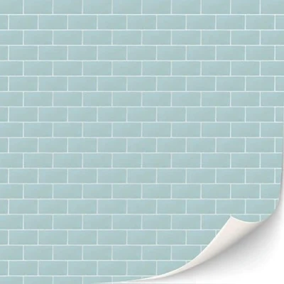 Image of 3 Sheets Self Adhesive Wall Tiles, Bathroom Kitchen Metro Tiles for Dollhouses, Scale 1:12 (Pastel Turquoise Tiles)