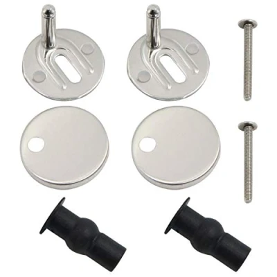 Image of minzhenamz Toilet Seat Hinges Fittings, TM1206, D Shaped, TOILET_SEAT, Universal, Quick Release, Stainless Steel and Plastic, Silver, Black