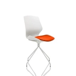 Image of Florence Spindle White Frame Visitor Chair With Seat Tabasco Orange