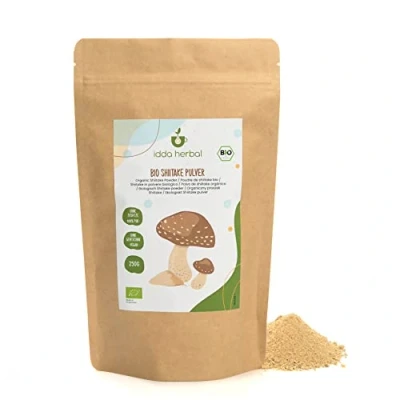 Image of Organic Shiitake Powder (250g, 8.8oz), Ground Mushrooms, from Cultivation, 100% Natural and Pure, Vegan