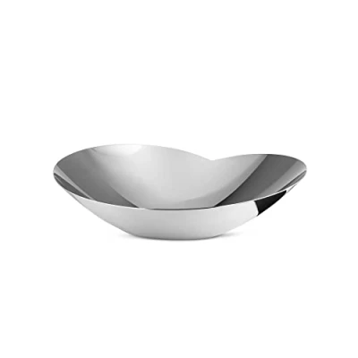 Image of Alessi Salad Serving Bowl in 18/10 Stainless Steel Mirror Polished, Silver, 22 x 21 cm