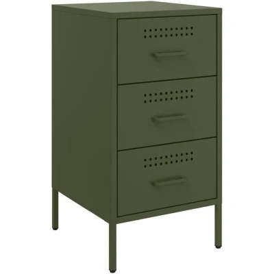 Image of vidaXL Bedside Cabinet Olive Green 36x39x68 cm Steel