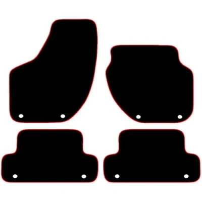 Image of Carsio Carpet Car Mats For Volvo V40 2015+ Onwards 4 Piece Set Tailored Fit Floor Mat Complete Accessory Black Custom Fitted All Weather, Anti Slip Backing &amp; Red Trim
