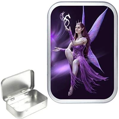 Image of TEEZ Dragon Fairy 50ml, 1oz Hinged Silver Tobacco Tin, Pill Storage Tin