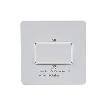 Image of Schneider Electric Ultimate Screwless Flat Plate Single Fan Isolator Switch, 3 Pole, 16A, GU1413WPW, Painted White with Insert