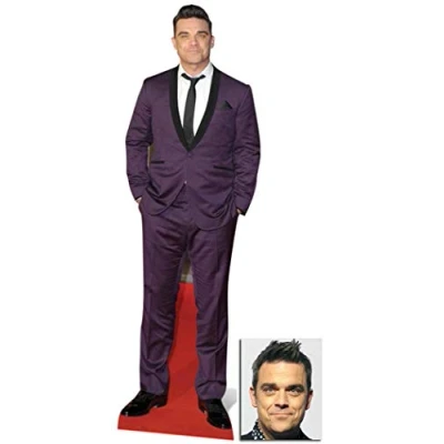 Image of Fan Pack Robbie Williams Lifesize Cardboard Cutout / Standee Purple Suit Style Includes 8x10 (20x25cm) Star Photo