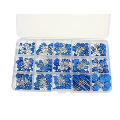 Image of DollaTek 300PCS 1KV 2KV 3KV 15 Value (Each of 20PCS) High Voltage Ceramic Capacitor Assortment Set Kit + Plastic Box