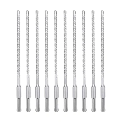 Image of hsawbit 10PCS Masonry Drill Bits Set with SDS Plus Shank, 8mm x 210mm Hammer Drills Tungsten Carbide Tip for Concrete, Brick, Cement Walls, Stone