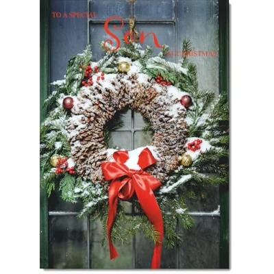 Image of doodlecards Son Christmas Card Wreath Medium Size for with Plain Envelope