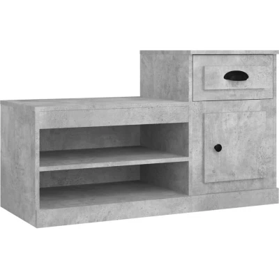 Image of vidaXL Shoe Cabinet Concrete Grey 100x42x60 cm Engineered Wood