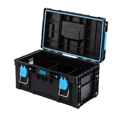 Image of OX Tools TOOLTREK Pro Toolbwith Adjustable Dividers, IP66 Waterproof &amp; Dustproof, Heavy Duty Portable Storage Unit with Carry Handle