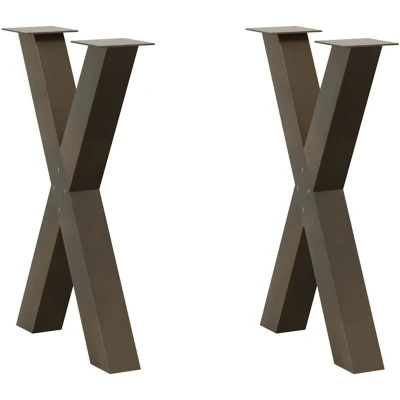 Image of vidaXL Dining Table Legs X Shaped 2 pcs Natural Steel 50x(72 73) cm