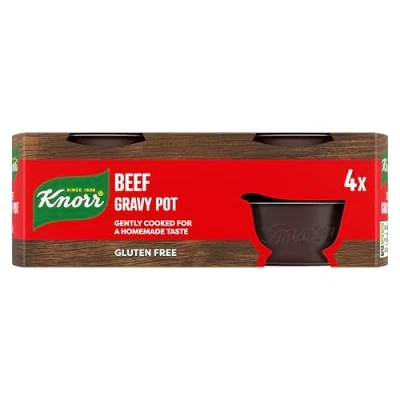 Image of Knorr beef gravy Pot free from artificial colours and preservatives for quick easy that tastes homemade 4x 28 g
