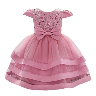 Image of Lito Angels Baby Girls Flower Girl Bridesmaid Dress Wedding Party Embroidered Floral Elegant Ball Gown Age 6 12 Months Dusty Rose 424 (Tag Number 70)