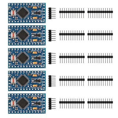 Image of AITRIP 5 pack PRO Mini Atmega328P AU 5V/16MHz Development Board Microcontroller Bootloadered with Pin Headers for Arduino (5PCS)