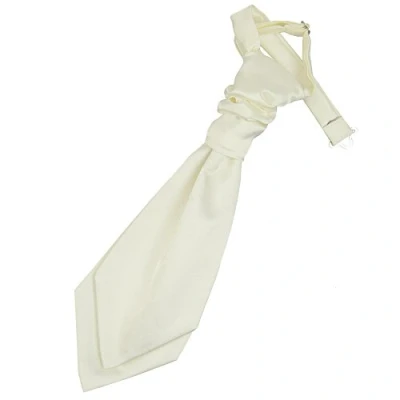 Image of DQT Plain Satin Wedding Pre Tied Scrunchie Cravat Tie for Boys Ivory
