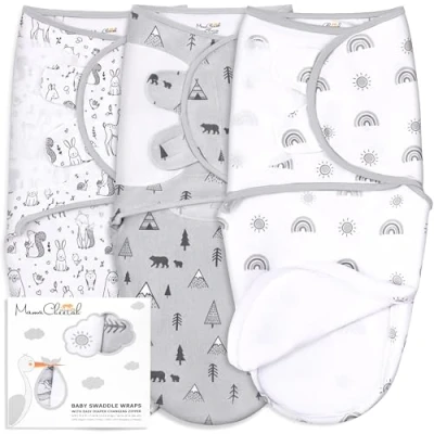 Image of Mama Cheetah Baby Swaddle Sack, Organic Blanket, Newborn Sleep Sacks, Adjustable Infant Wrap, Easy Swaddles for Boy Girl 0 3 Month