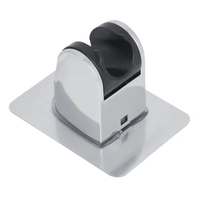 Image of Shower Head Holder Bracket Adjustable Chrome Plated Wall Mount Handheld Showerhead Bidet Sprayer Adhesive Base