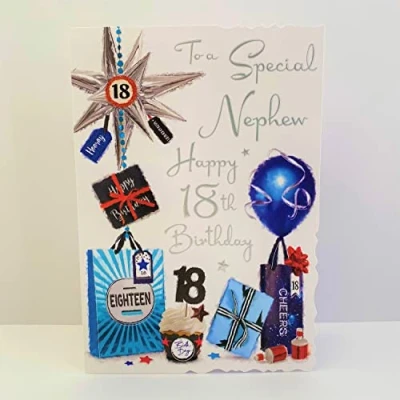 Image of Jonny Javelin Special Nephew Happy 18th Birthday Card Balloons Presents Cupcake