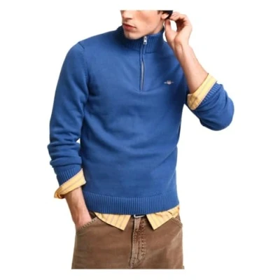 Image of GANT Men&#039;s Casual Cotton Half Zip Pullover Sweater, Blue (Vintage Blue), S