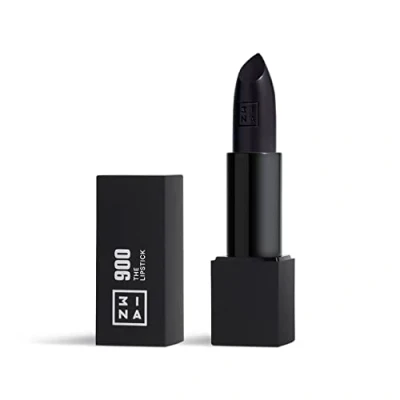 Image of 3INA MAKEUP the Lipstick 900 Black with Vitamin E &amp; Shea Butter to Nourish Lips Long Lasting Lip Colour Matte Finish and Creamy Texture Vegan Cruelty Free