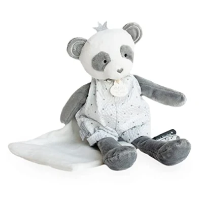 Image of Doudou et Compagnie ATTRAPE Reve DC3544 Panda Puppet with Blanket Grey