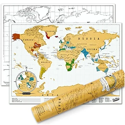 Image of Luckies of London Scratch Map Original Travel Size Off World Wall Art &amp; Mini Poster To Track Travels Journal Alternative Gifts Small