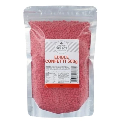 Image of Culpitt Select Sprinkles Red Sugar Confetti, Cake Sprinkle Decorations For Cakes, Cupcakes, Cookies, Ice Cream, and Desserts 500g