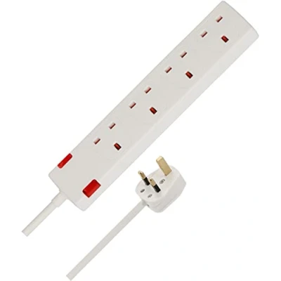 Image of Brennenstuhl 4 Way Extension Lead with neon indicator (10m cable, Power Strip 90 angle of sockets)