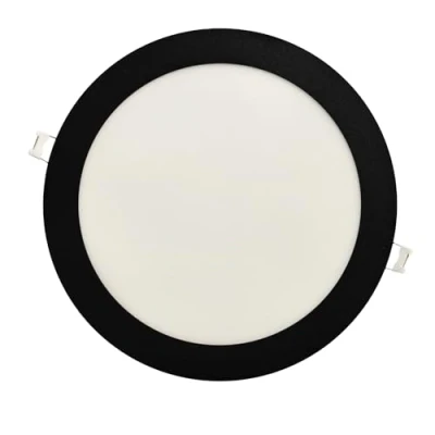 Image of JANDEI 18W Round LED Downlight, Flat Recessable, 1440 Lum, IP20 Interior with Black Finish Frame, Recessed Cup Ø 200 205mm, Extra 13mm, Transformer Included (Cool White 6000k)