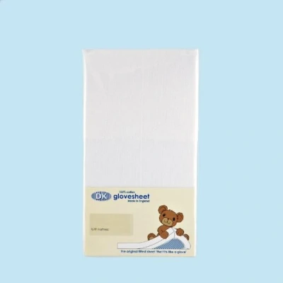 Image of Pack of 2 Glovesheets, Cot. Fitted sheet for mattress approx. 120cm x 60cm. White