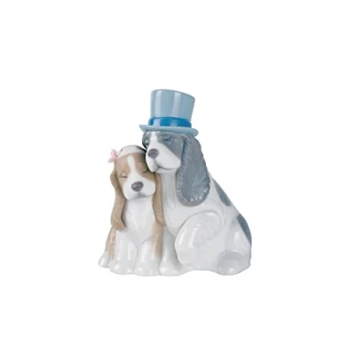 Image of NAO &#039;Together Forever&#039; Glossy Porcelain Dogs Figurine in Pastel Tones. Decorative Figure of a Couple Dogs.