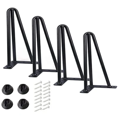 Image of Qrity [Upgrade Lot 4 Hairpin Table Legs, 15cm DIY Metal 3 Rods, Stronger, with Screws and Floor Protectors
