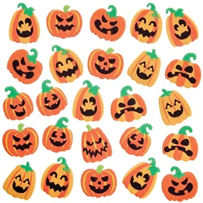 Image of Baker Ross FX252 Pumpkin Felt Stickers Pack of 100, Halloween for Children, Scrapbooking and Decorating