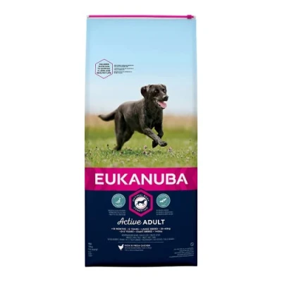 Image of Eukanuba Adult Dog Food For Large Dogs Rich In Fresh Chicken the Optimal Body Condition of Your Dog, 12 kg