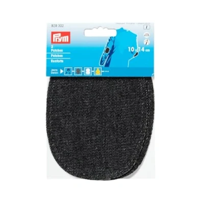 Image of Prym Patches Denim for Ironing/Sewing on 14x10 cm Black