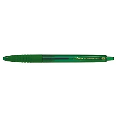 Image of Pilot Medium Line 1 mm Tip Super Grip G Retractable Ballpoint Pen Green, Box of 12