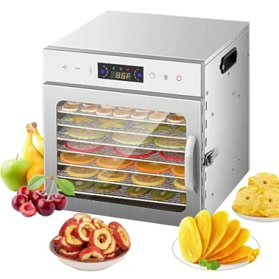 Image of Food Dehydrator Machine, Stainless Steel Dehydrator,Stainless Fruit Dryer Machine,Touch Panel with 24H Timer &amp; 35 90C Temperature Control,for Fish Vegetables Meat Jerky Herb (8 Tier)
