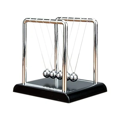 Image of XUBX Classic Newton Cradle Balance Balls, Metal Ball Art in Motion Toy with Stainless Steel Frame and Plastic Base, Educational for Desk, Adults Physics Science Pendulum Ornaments