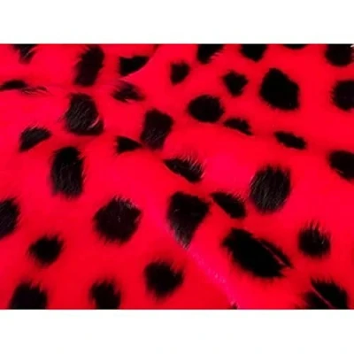Image of CRS Fur Fabrics VENDOR LTD. Animal Fun Faux Fabric Material LADYBIRD, Red, 1Mtr 150cm x 100cm