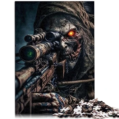 Image of Jigsaw Puzzle Gift Dead Army Zombie Soldier Cardboard Puzzles Fun for Adults 1000 Piece Christmas Birthday Gifts 10.27&quot; x 20.47&quot;/26 * 38cm.