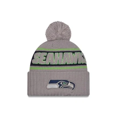 Image of New Era Seattle Seahawks NFL 2024 Sideline Sport Knit Grey Bobble Hat