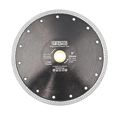 Image of DT DIATOOL Diamond Saw Blade 8 Inch / 200mm Cutting Disc with X Mesh Turbo for Porcelain Tile Marble Ceramic Granite