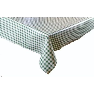 Image of LINEN702 Vinyl Pvc Tablecloth Green and White Gingham Check, 2.5 metres (250x137cm) 8 Seater Size Rectangle Table, Wipe Clean, Textile Backed Plastic Table Cloth (23)