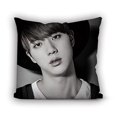 Image of BTS merchandise Hidden Zipper Closure Double Sided Decorative Pillowcases Jimin V Suga Jungkook Vintage Cotton Linen 45cmx45cm