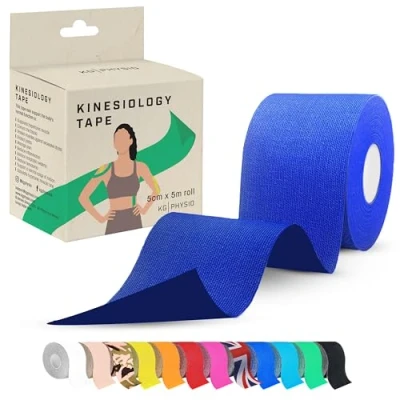 Image of Kinesiology Tape 5m Roll [2024 Edition] Sports and Medical for Joint Muscle Support, Multipurpose KT Tape, Body Boob Physio Trans Athletic Dark Blue