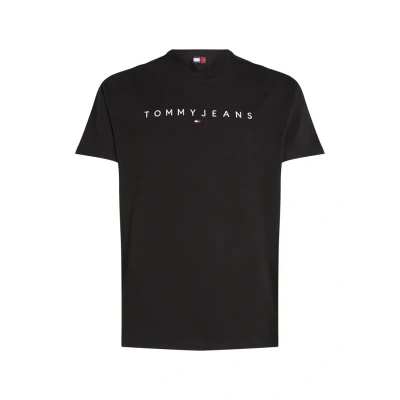 Image of Tommy Jeans Linear LOGO TEE Print Tshirt, Men&#039;s, Size: 36/38, Black